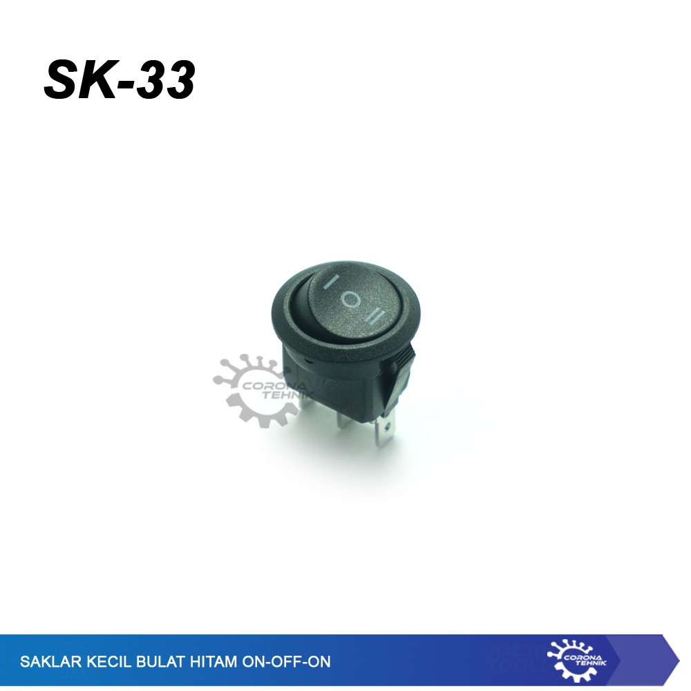 Saklar Kecil Bulat Hitam - ON-OFF-ON