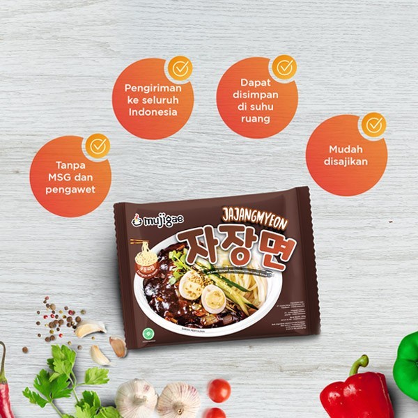 PROMO Mujigae by Wonhae Jajangmyeon 265 gr /  Mie Saus Pasta Kedelai Hitam Korea / Jjajjangmyeon / JJajangmyeon / Jjangmyun / Makanan Korea Instan Halal-1