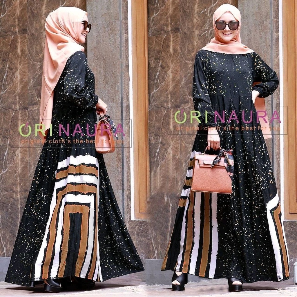 Gamis Jumbo Nycta Gina Malaman Rayon Premium Lengan Panjang Pakaian Muslim Wanita Dress BigSize Busui LD 120