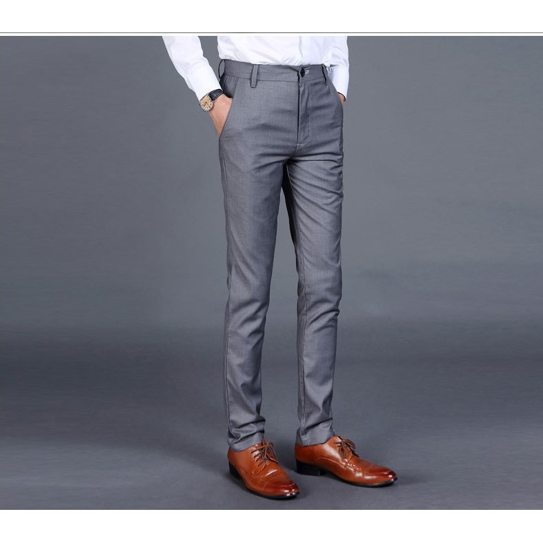 CELANA SLIMFIT PRIA - CELANA FORMAL KANTOR PRIA WARNA ABU HIGH TWIST  NIKAYU ORIGINAL