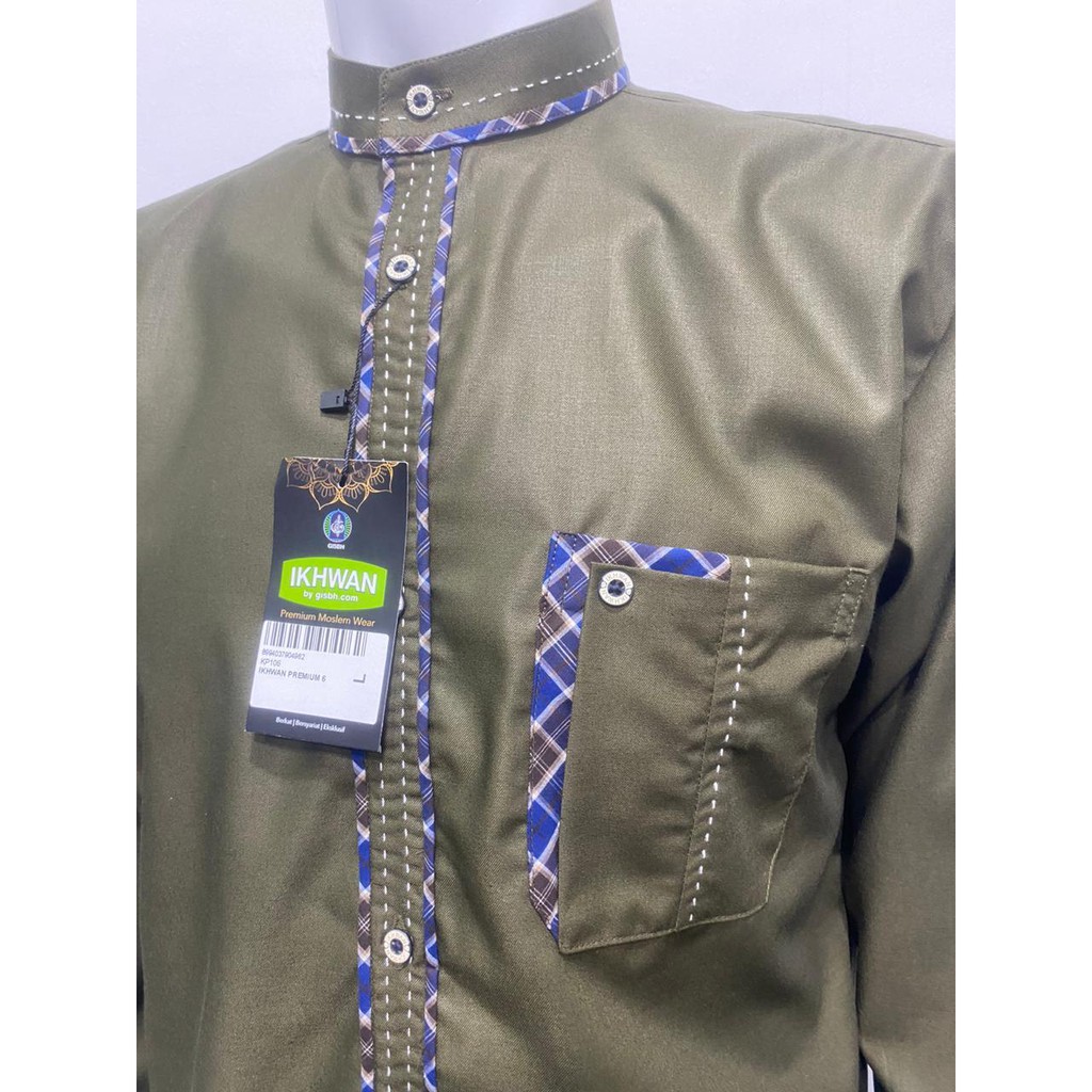 Baju Koko Muslim - IKHWAN PREMIUM 6 list sulam manset