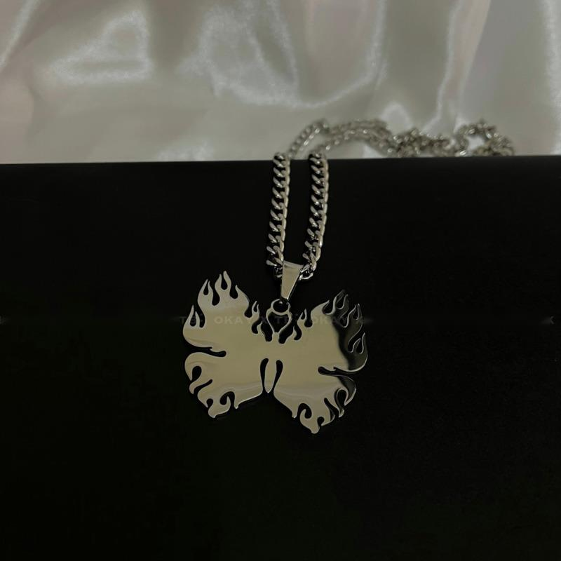 Kalung Rantai Desain Kupu-Kupu Bahan Stainless Steel