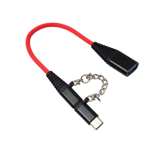 Kabel 2in1 Adapter OTG Type C Male + Micro USB Male to USB 2.0 Female