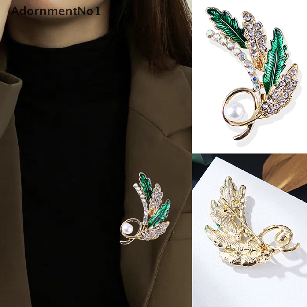 (AdornmentNo1) Bros / Pin Fashion Bentuk Gandum Aksen Mutiara + Berlian Untuk Perhiasan Wanita / Pesta