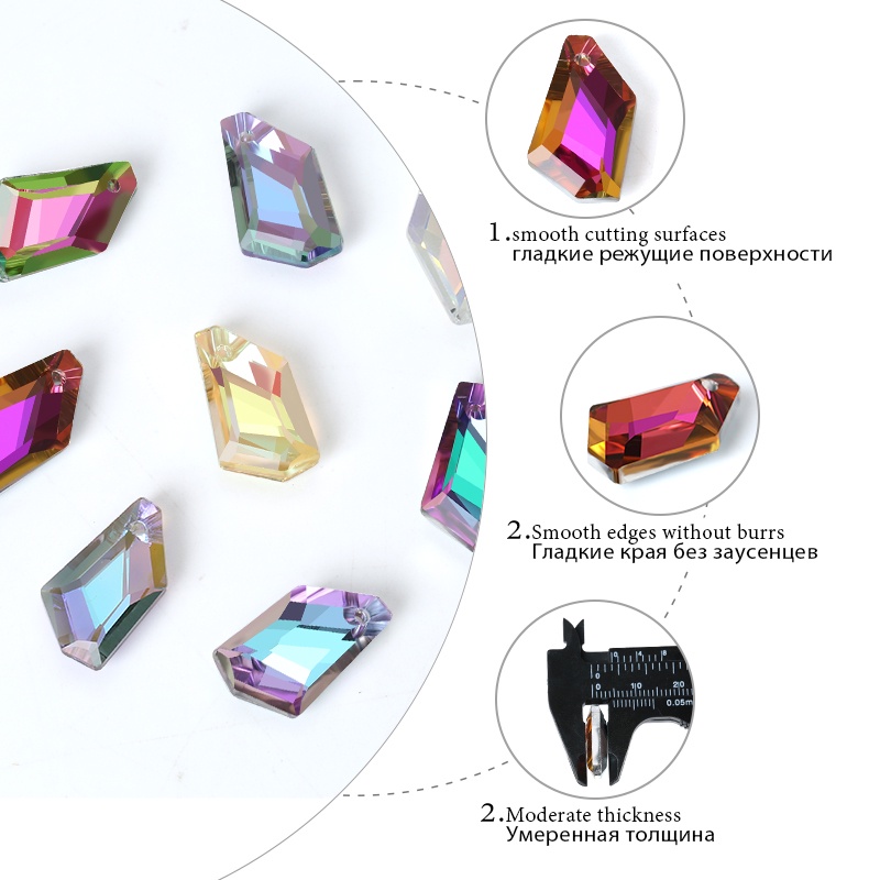 12 Pcs Liontin Kristal Berlian Imitasi Bentuk Geometris 6670 Untuk Aksesoris Perhiasan Anting Kalung