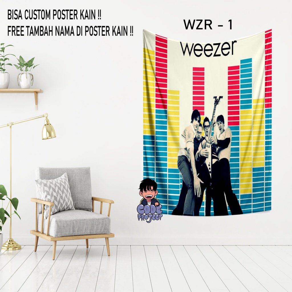 POSTER KAIN WEEZER - weezer - hiasan dinding kamar weezer - poster kain ukuran besar