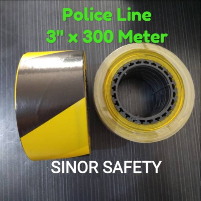 Police Line 3 Inch x 300 Mtr Hitam Kuning Baricade Garis Polisi