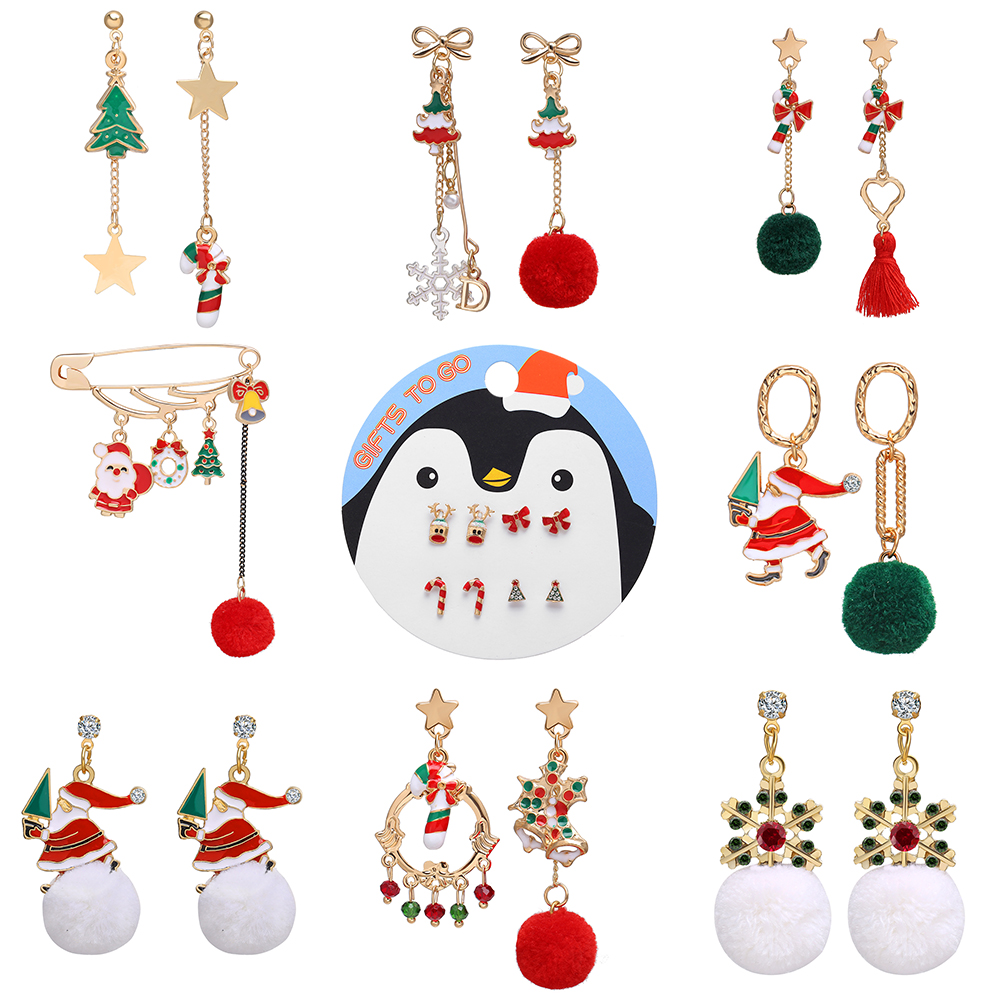 Fashion diamond pearl Santa Claus Earrings Set women Earrings simple jewelry accessories