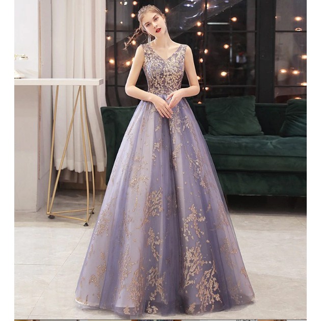 ‎Baru Elegan V-neck Party Prom Formal Ball Gown Bling Bling Vintage Plus Ukuran Gaun Quinceanera‎