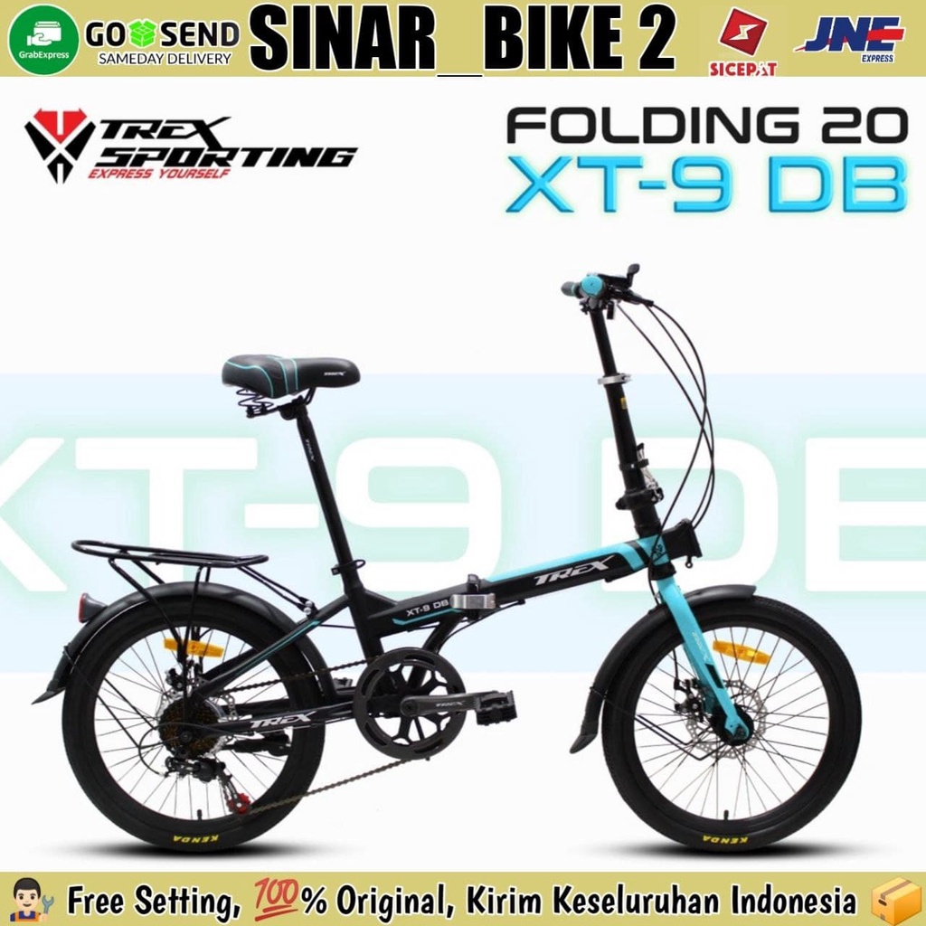 Sepeda Lipat 20 Inch TREX XT9 DB 7 Speed Cakram Mekanik Shimano