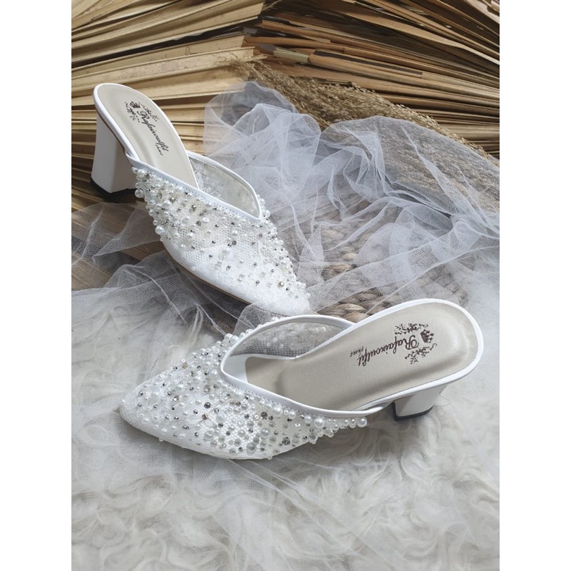 sepatu maxmaya putih sepatu wedding cantik tinggi 7cm hak tahu