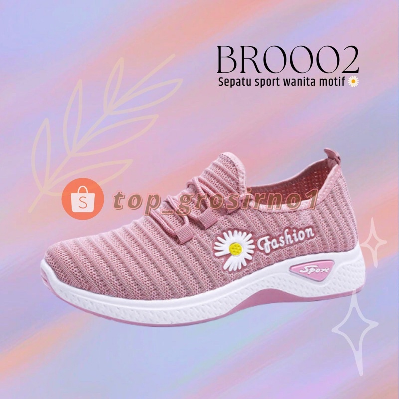 TOPGROSIR LV0002 Sepatu Wanita Motif Bunga Import Sneakers Korea