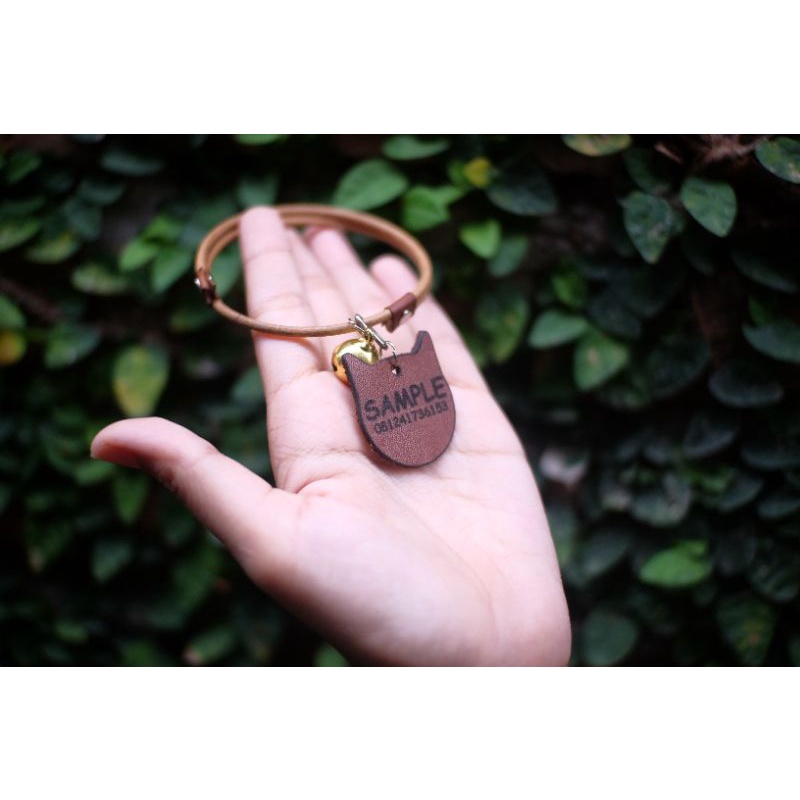 Kalung kucing tali kulit sapi asli extra panjang