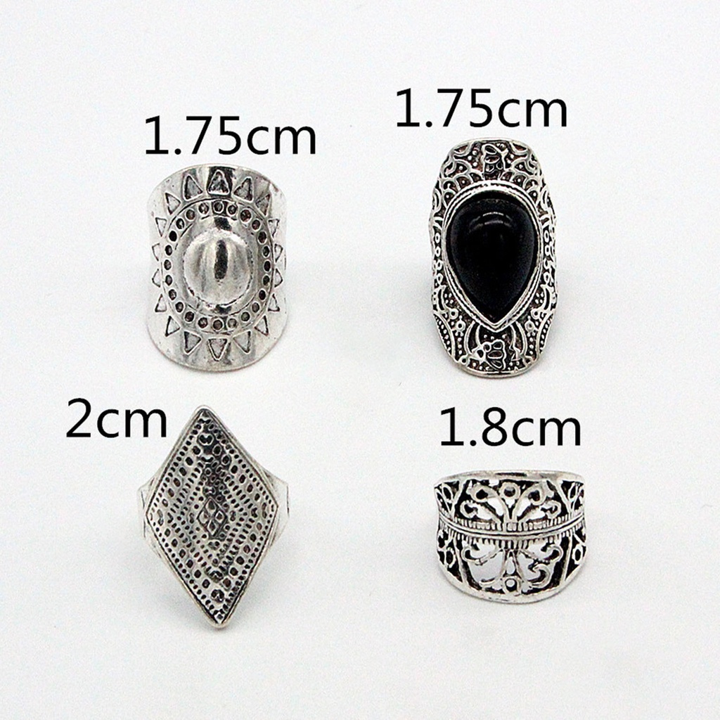 Hu Hu Hu Hu Hu Alat Bantu Pasang Kacamata♡ 4pcs / Set Cincin Fidget Gaya Bohemian Ringan Tahan Lama Untuk Unisex