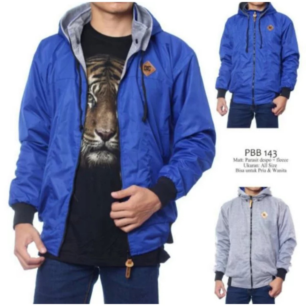 JAKET BOLAK BALIK 2IN1 COWOK CEWEK L - XXL NAVY