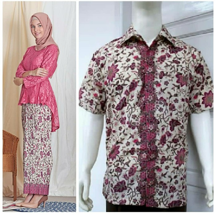 couple kebaya brokat aurora plus kemeja