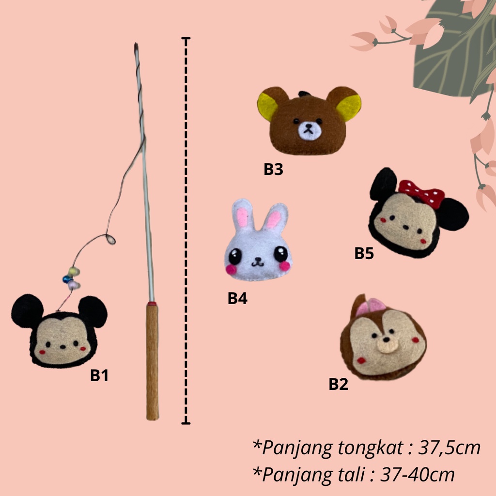 Stick Mainan Teaser Cat Toys Flanel Mainan Kucing dan Anjing Tongkat Boneka Bulu Murah