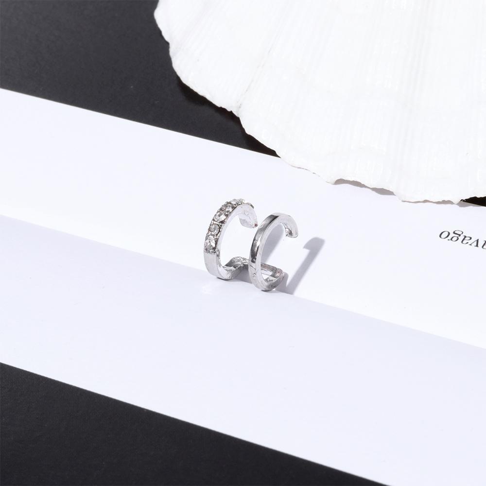 Nanas1/3pcs CZ Cuff Earrings Aksesoris Pesta Tanpa Tindik Double Band Ear Cuff
