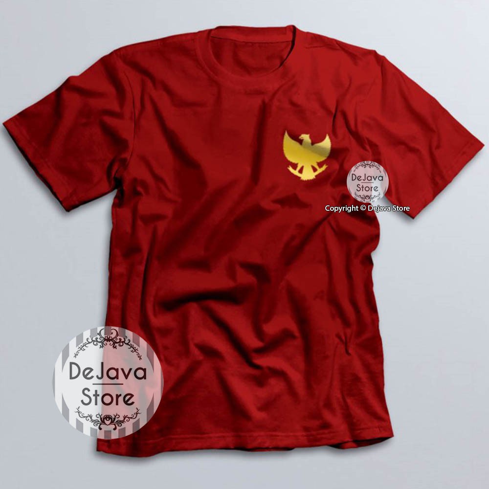 Kaos I Love Indonesia Garuda Logo Dada | Baju Cinta Timnas Indo Kualitas Distro Premium - 349-MAROON