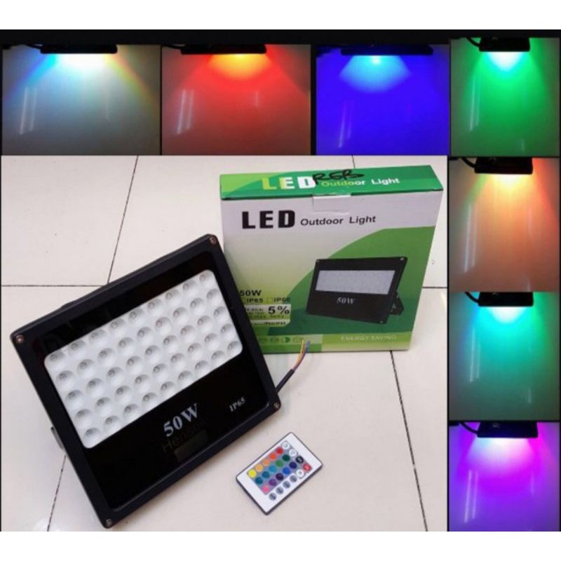 lampu tembak rgb warna warni 50w 50 watt lampu sorot led sorot floodlight outdoor spot light 50watt