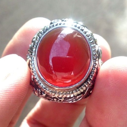 Cincin Batu Akik RED CARNELIAN CHALSEDONY  asli batu bukan sintetis garut king safir pirus jamrud