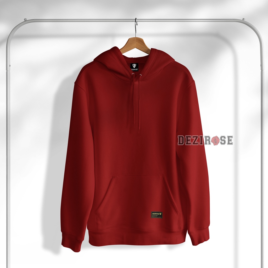 Sweater Hoodie Polos Pria Wanita Bahan Fleece Tebal Premium Quality Size M-XL-Maroon