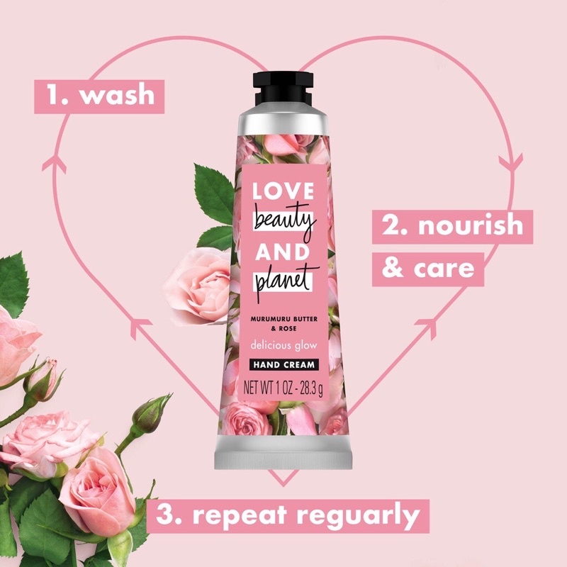 Love Beauty and Planet Hand Cream 29 ml - LBP Delicious Glow Rose Murumuru , Luscious Hydration Coconut , Tucuma Vanilla Butter, Vitamin Vit C Mandarin HandCream Lotion Tangan  ORIGINAL COD