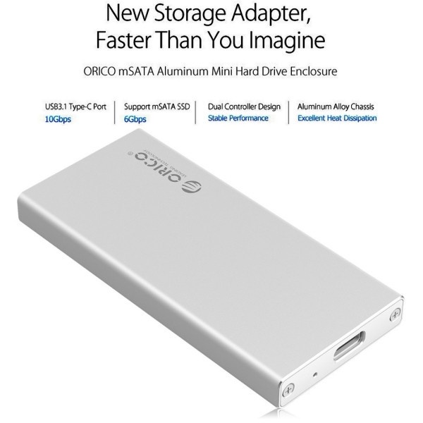 SSD Enclosure ORICO MSA-UC3 Aluminum mSATA to USB 3.0