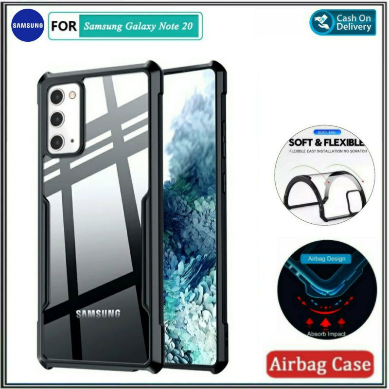 Case Samsung Note 20 Hard Soft Fusion Armor Shockprooft TPU HD Trasnparan Acrylic Casing HP Cover Sa