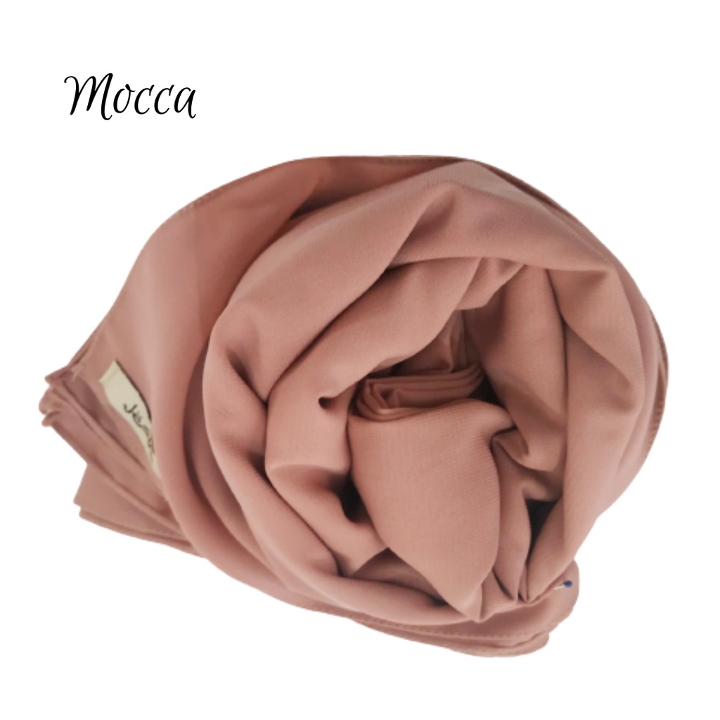 pasmina Wolfis Ukuran Panjang 200x75cm Jilbab Hijab Kerudung Pashmina jumbo premium-MOCCA