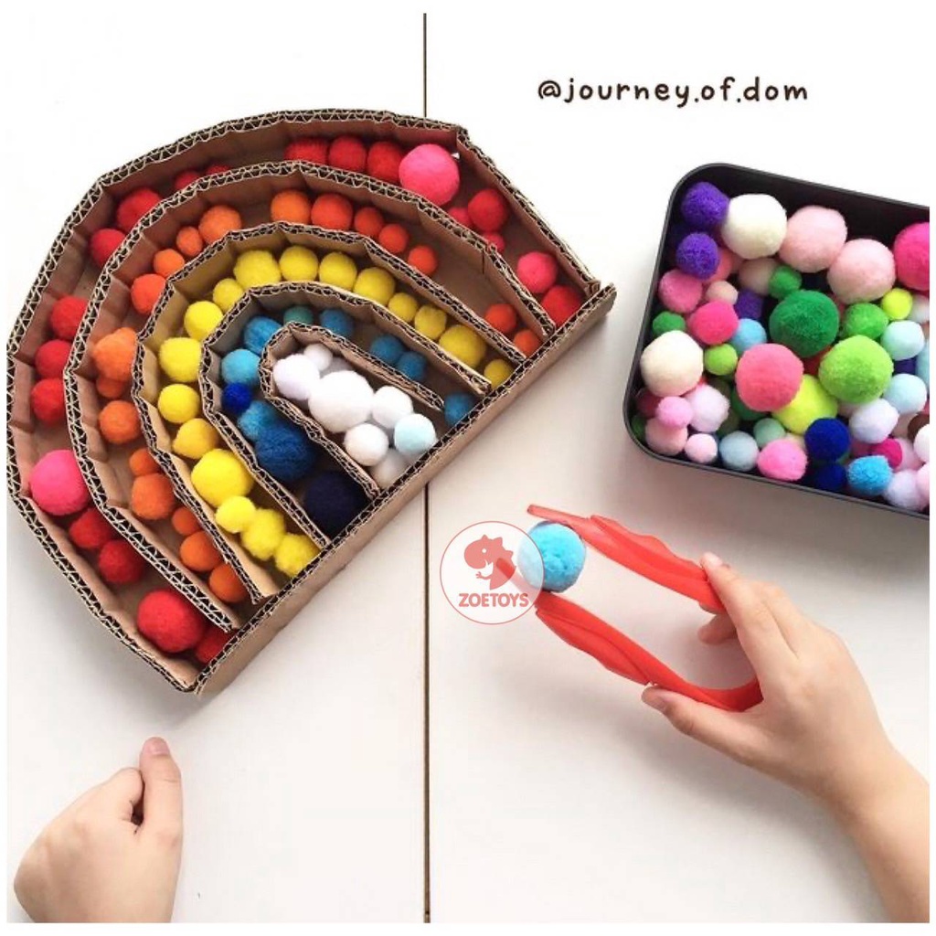 Zoetoys POMPOM | Pastel Activity Cards | pom pom 2 3 cm Kumis | Art Crafts | Bola Bulu Warna sensory toys | Cari Bingkisan Hampers