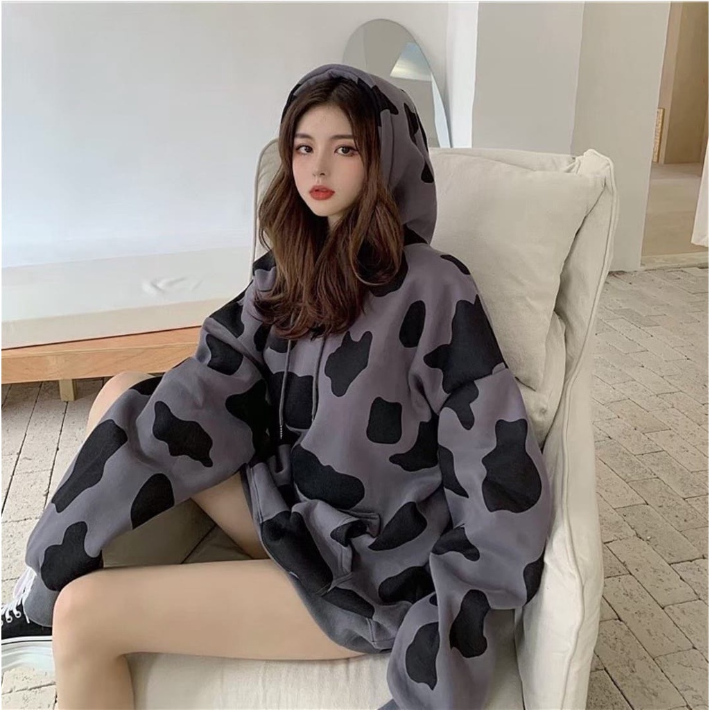 COW PULL PRINT SWEATER / SWEATER HOODIE OVERSIZE WANITA / SWEATER WANITA TERBARU