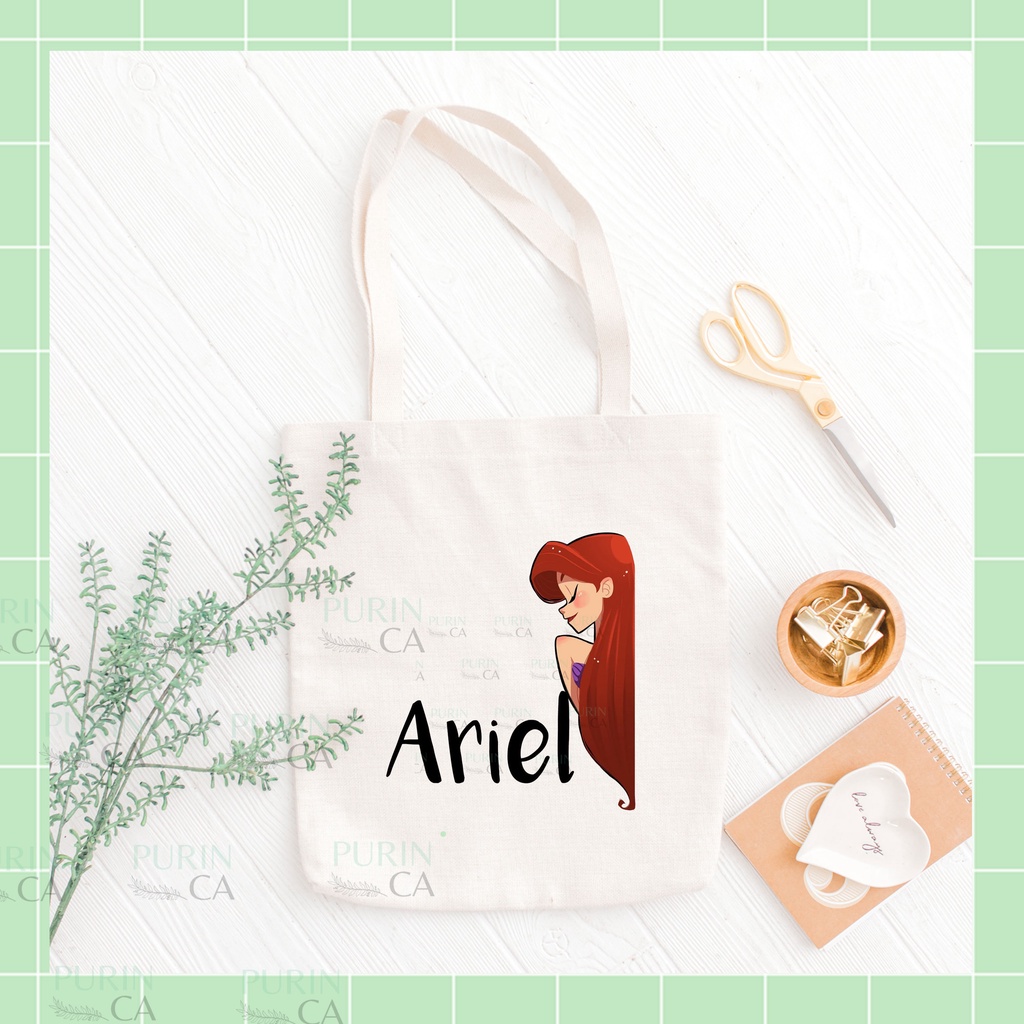 Tote bag Kanvas Gambar Princess with Name Cute