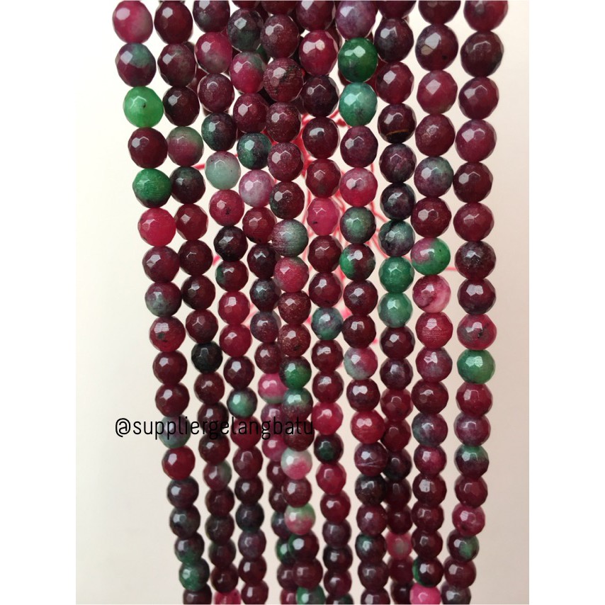 batu TANZANIA 6mm cutting bahan gelang kalung alam ruby merah glossy aksesoris pria wanita fashion