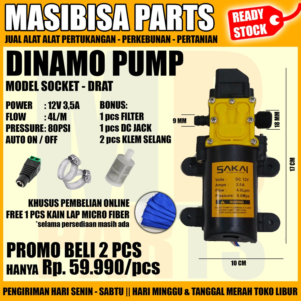 POMPA AIR DC 12V / DINAMO PUMP SPRAYER / CUCI MOTOR / AC