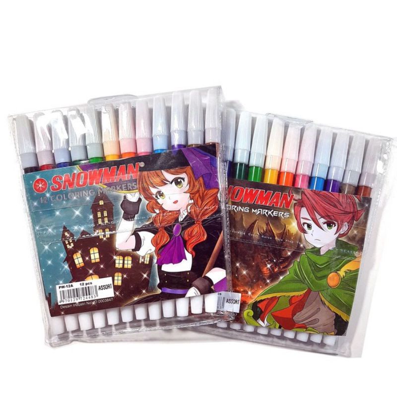 

Spidol 12 Warna Snowman - Spidol Kecil 12 Warna Snowman Coloring Marker Pencil Type - Spidol Kecil Snowman 12 Warna PW-12A
