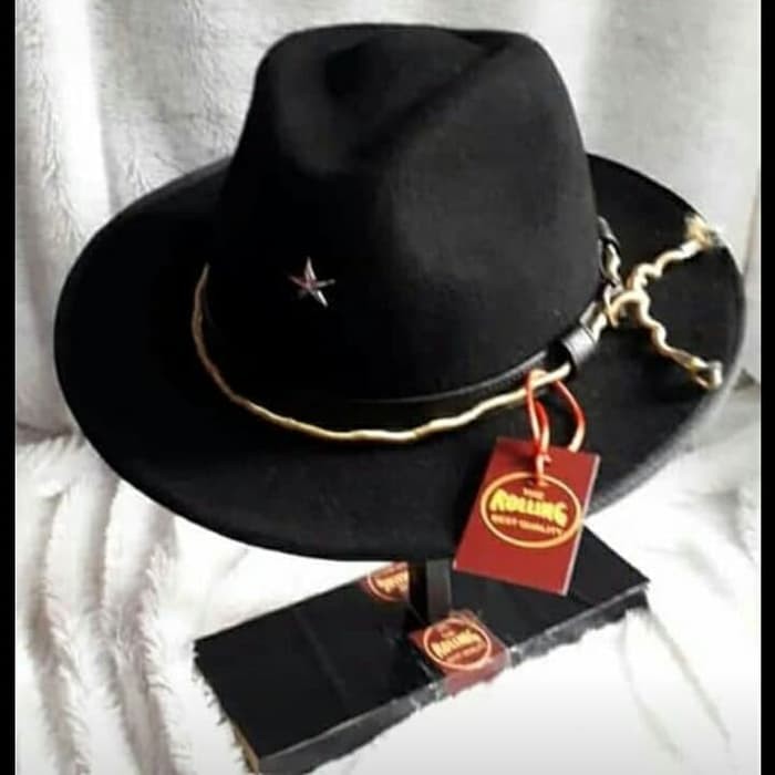 TOPI FEDORA STOUT HITAM CLASSIC  TOPI PRIA IMPORT