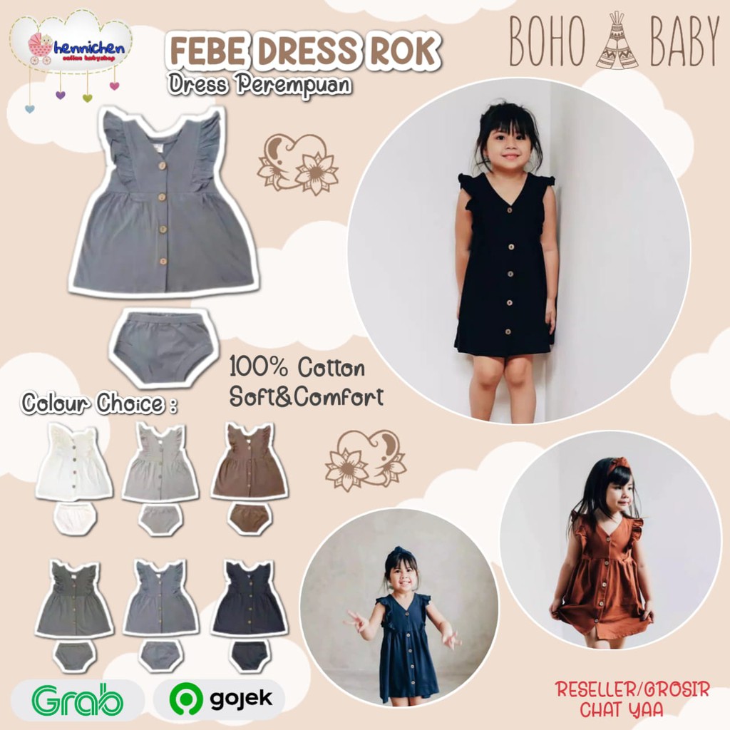 BOHO BABY FEBE DRESS ROK ANAK DRESS BAYI DRESS ANAK PEREMPUAN 0-8 tahun Part 2 BOHOBABY BOHOPANNA