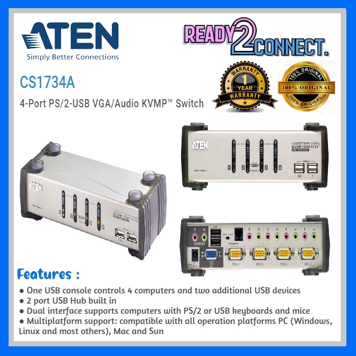 ATEN 4ポート USB KVMP CS-1734A 通販