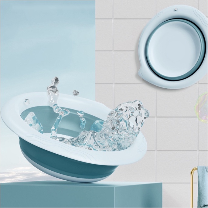 Baskom Lipat Portabel Multifungsi Baskom Plastik Lipat  Portable Silikon Baskom