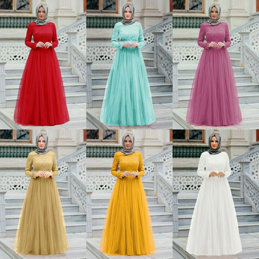Maxy Dress Maer Ukuran M - L - XL - XXL Long Dress Muslim Jumbo | Gamis Pesta Undangan