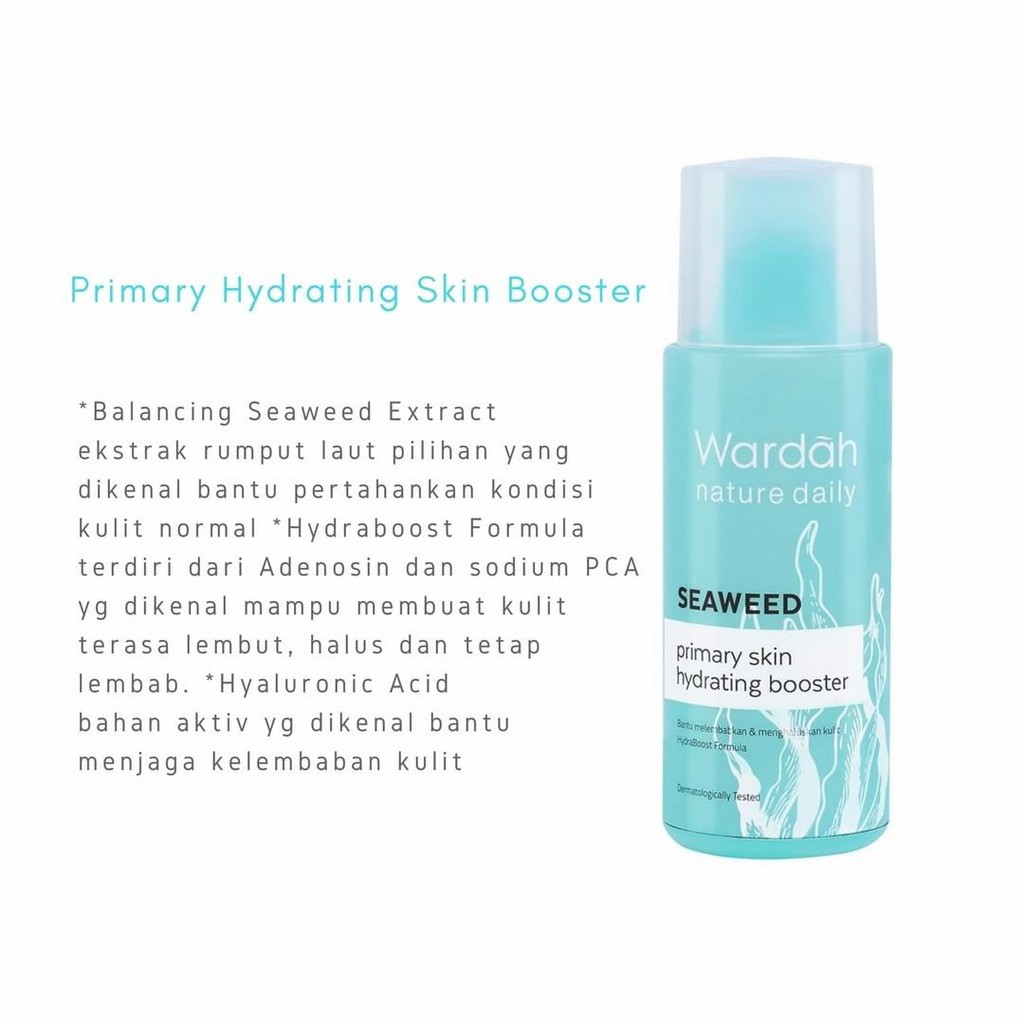 Wardah Nature Daily Seaweed Primary Hydrating Booster 100 ml/Toner Wardah/Wardah/Penbersih Wajah