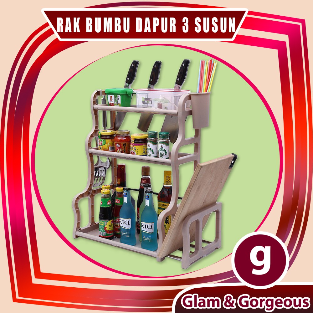 Rak Bumbu Dapur 3 Susun Botol Toples Serbaguna RD002 Plastik Tahan Air