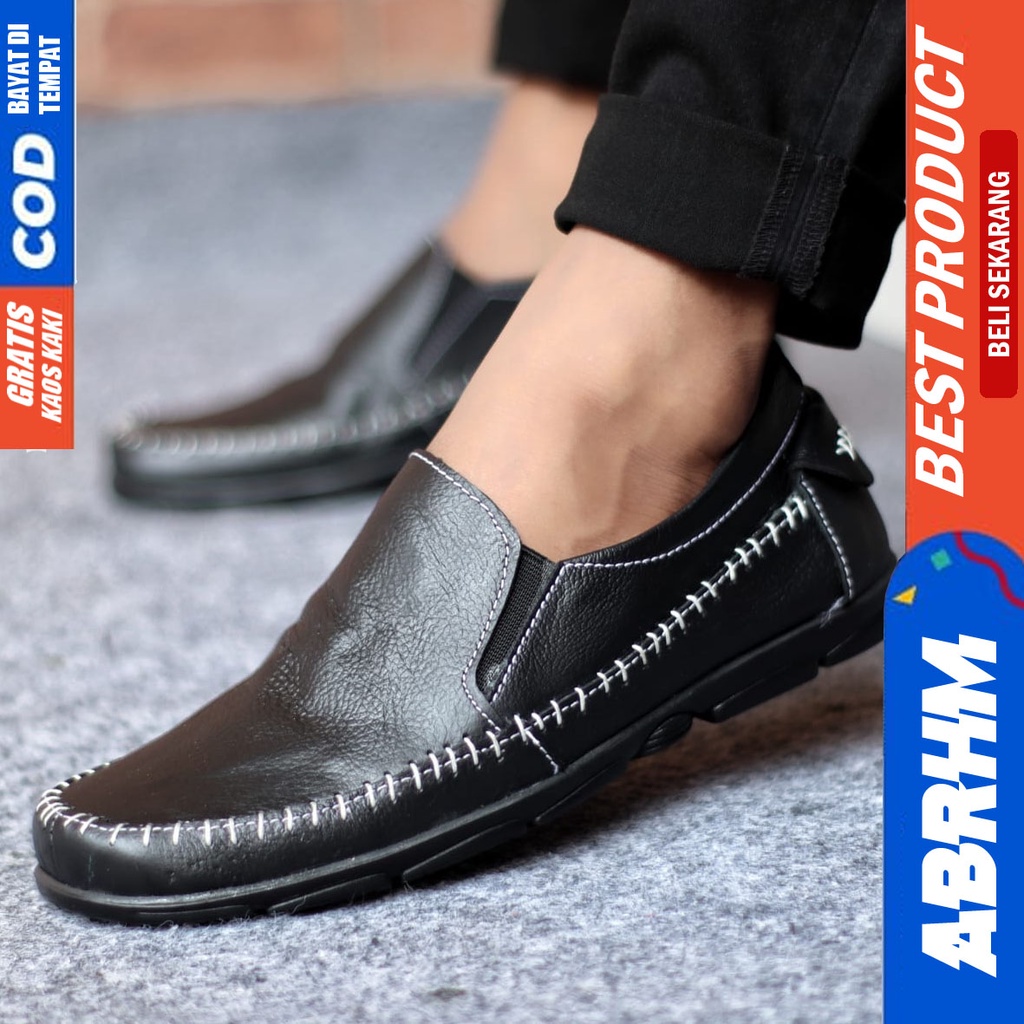 ABRHM FLUD Sepatu Formal Pantofel Kerja Hitam