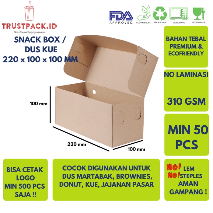 DUS / BOX / KOTAK KUE / ROTI BAKAR uk.22x10x10cm KRAFT