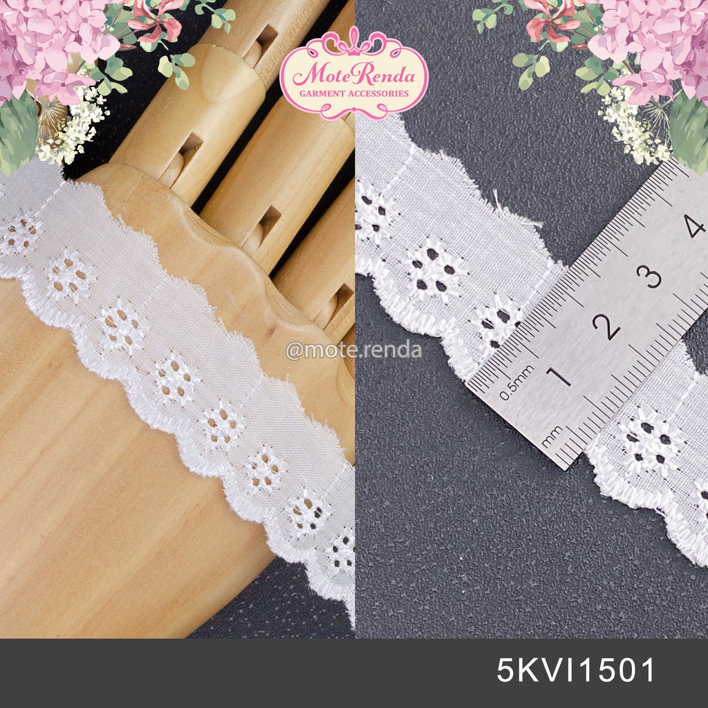 Renda katun, lebar 1.5cm (harga per 50cm) kode 5KVI15