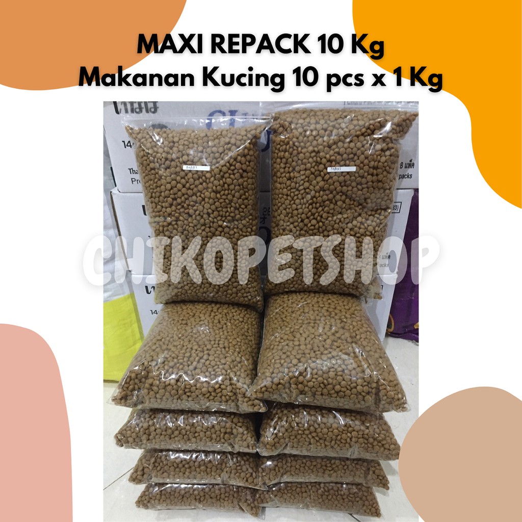 MAXI Kemasan 10 Kg Makanan Kucing 10 pcs x 1 Kg Khusus Grab/Gojek