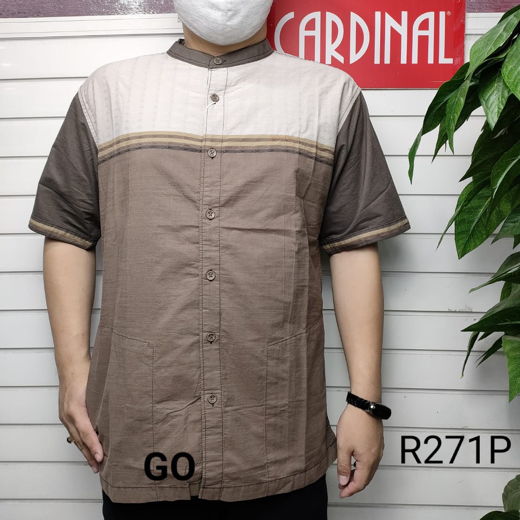 BB M CARDINAL KEMEJA KOKO Taqwa Baju Muslim Salur Pakaian Pria Original Lengan Pendek Kekinian