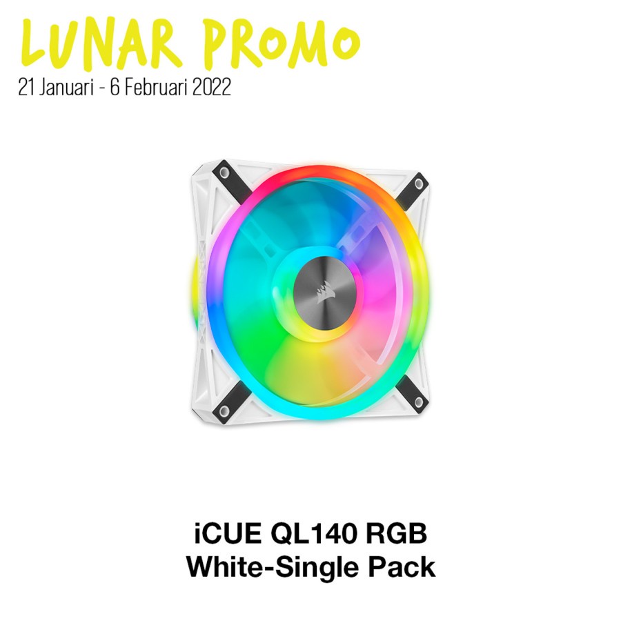 Corsair iCUE QL140 RGB 140mm PWM with Lighting Node CORE - White