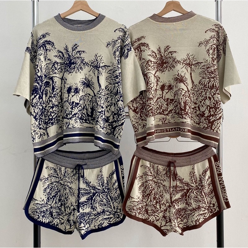 Setelan Celana Pendek Wanita / Setelan Santai / Dior Print Set